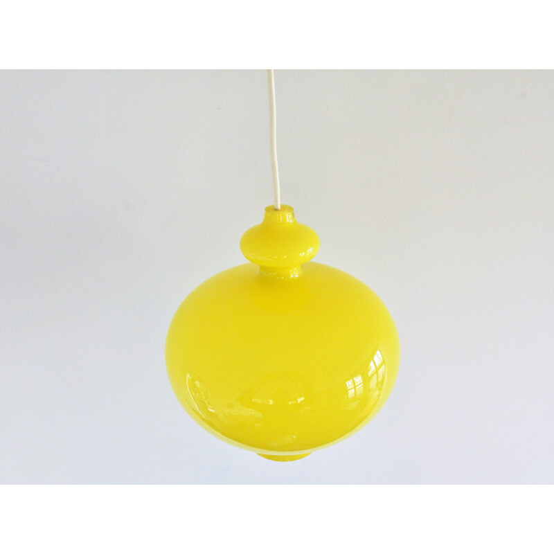 Vintage Yellow glass pendant lamp by Hans Agne Jakobsson for Markaryd, Sweden - 1960s