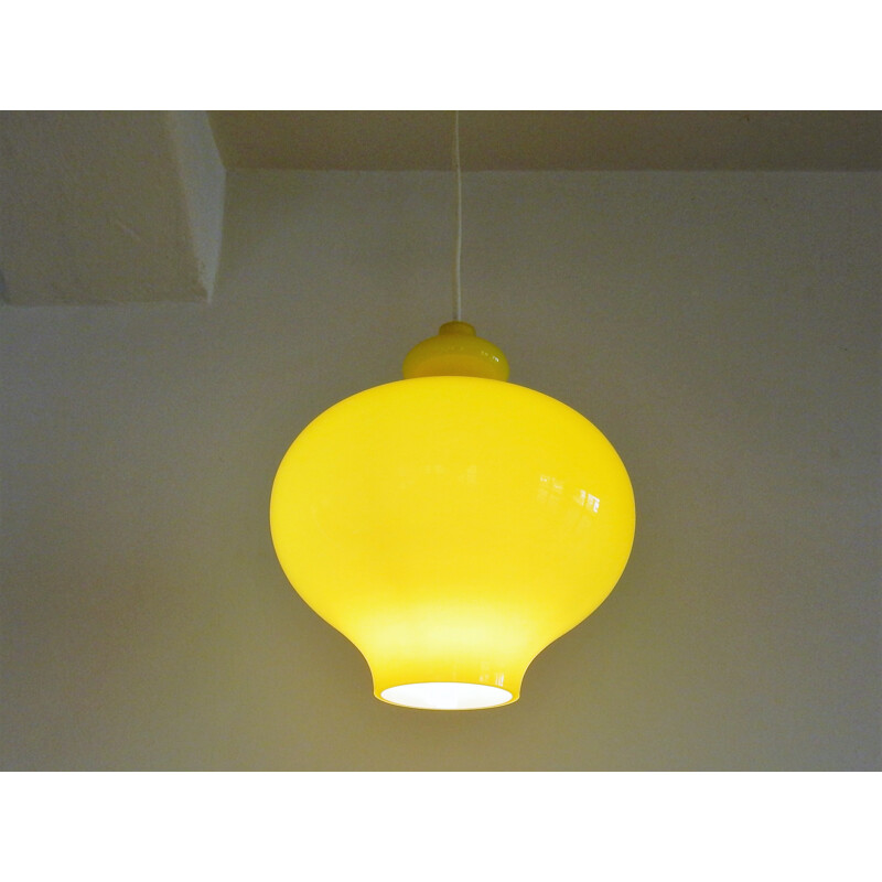 Vintage Yellow glass pendant lamp by Hans Agne Jakobsson for Markaryd, Sweden - 1960s