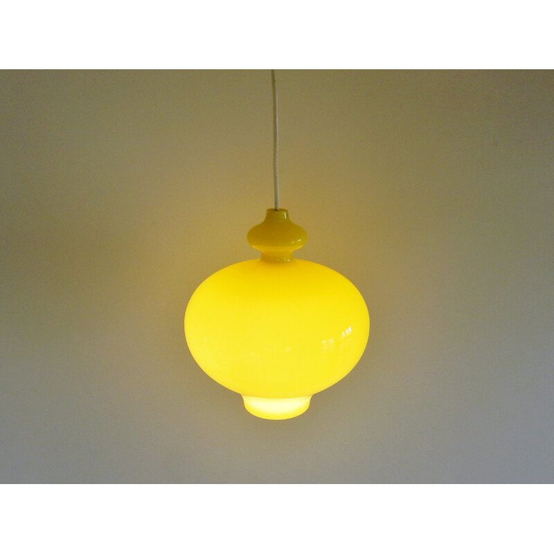 Vintage Yellow glass pendant lamp by Hans Agne Jakobsson for Markaryd, Sweden - 1960s