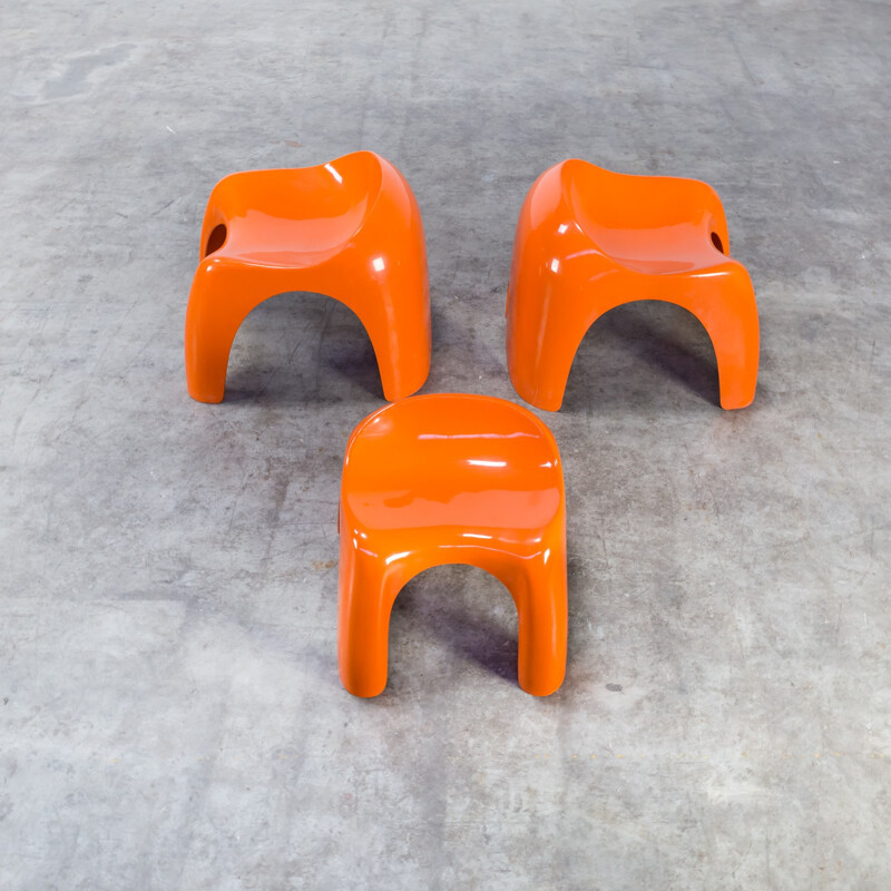 Vintage set of 3 "Efebo" stools by Stacy Dukes for Artemide - 1960s