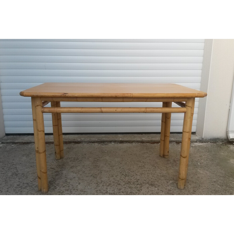 Vintage bamboo dining room table - 1970s