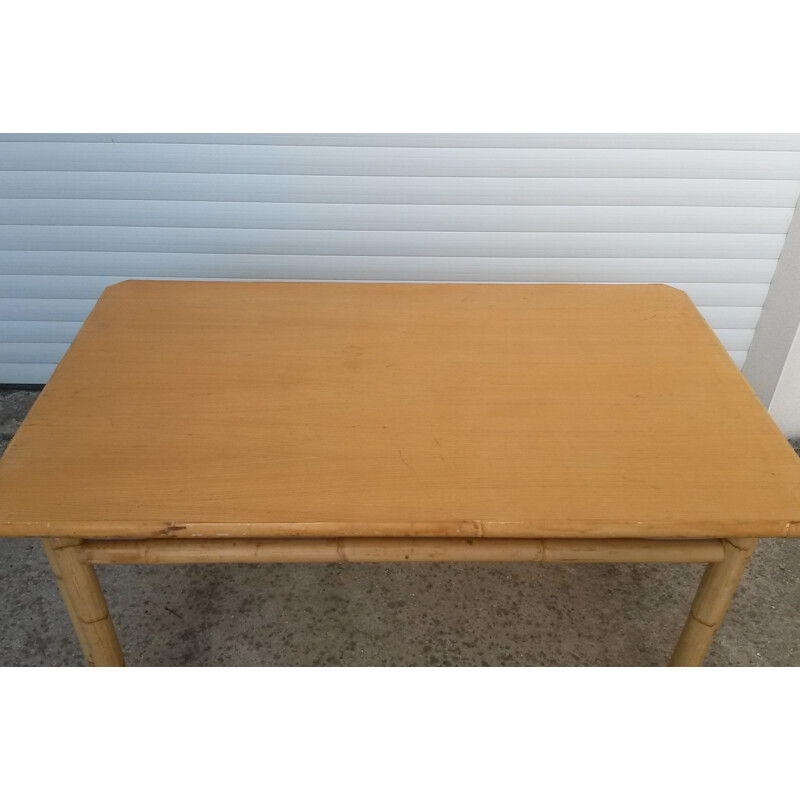 Vintage bamboo dining room table - 1970s