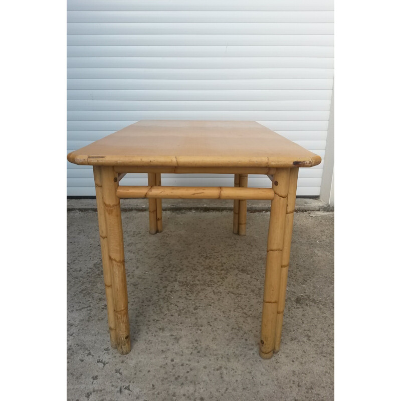 Vintage bamboo dining room table - 1970s