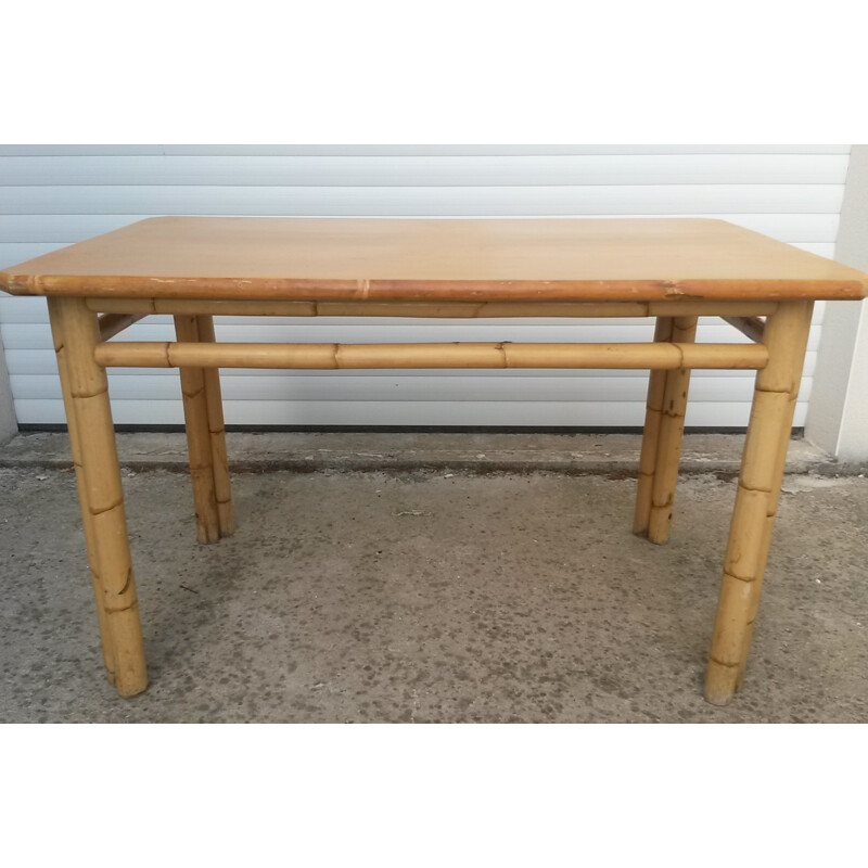Vintage bamboo dining room table - 1970s