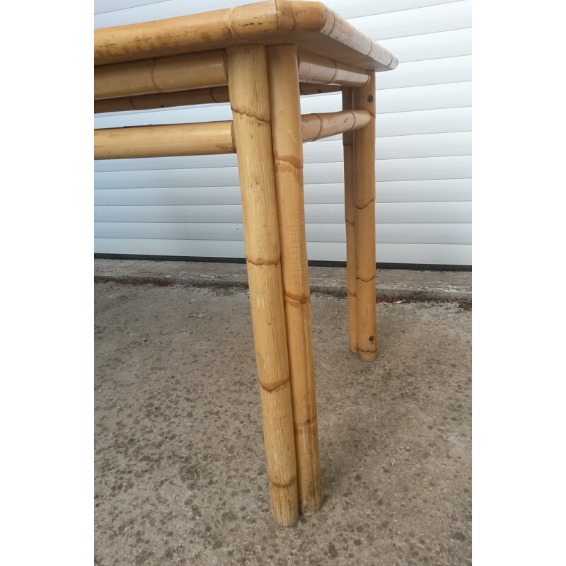 Vintage bamboo dining room table - 1970s