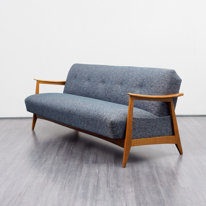 Vintage fold-out sofa in beech - 1960s