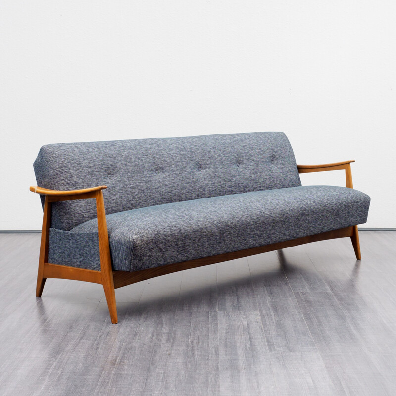 Vintage fold-out sofa in beech - 1960s