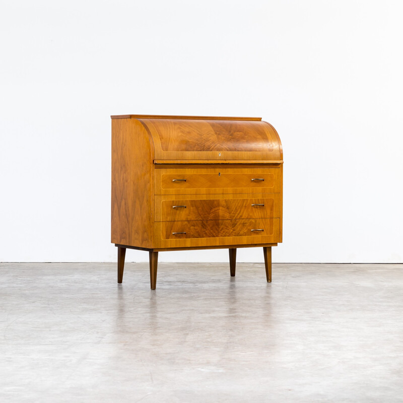 Vintage secretary desk with cylinder rolltop by Egon Ostergaard - 1960s