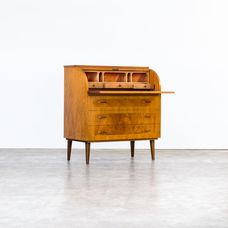 Vintage secretary desk with cylinder rolltop by Egon Ostergaard - 1960s