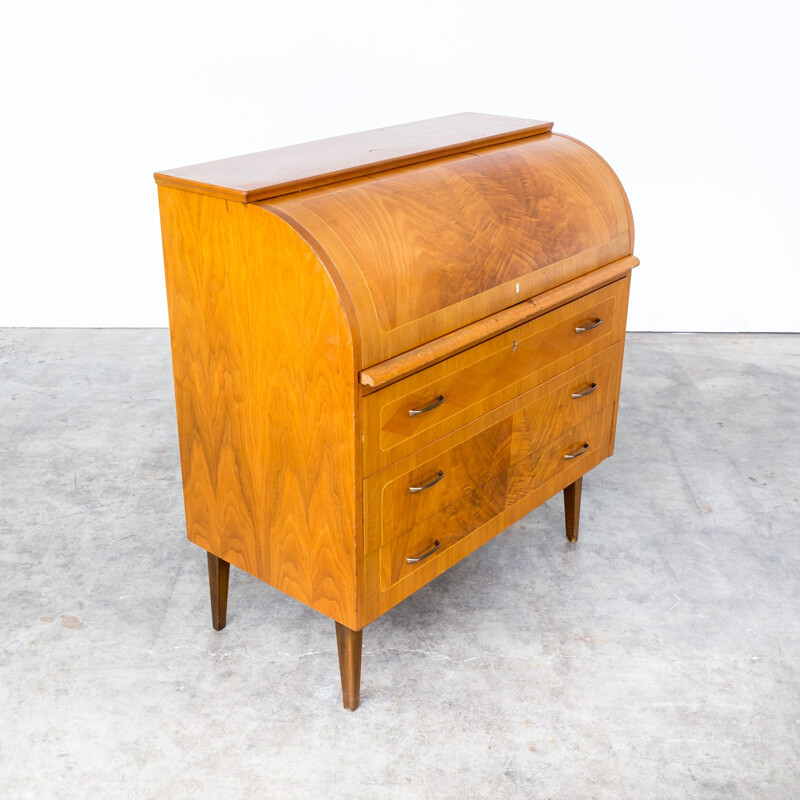 Vintage secretary desk with cylinder rolltop by Egon Ostergaard - 1960s