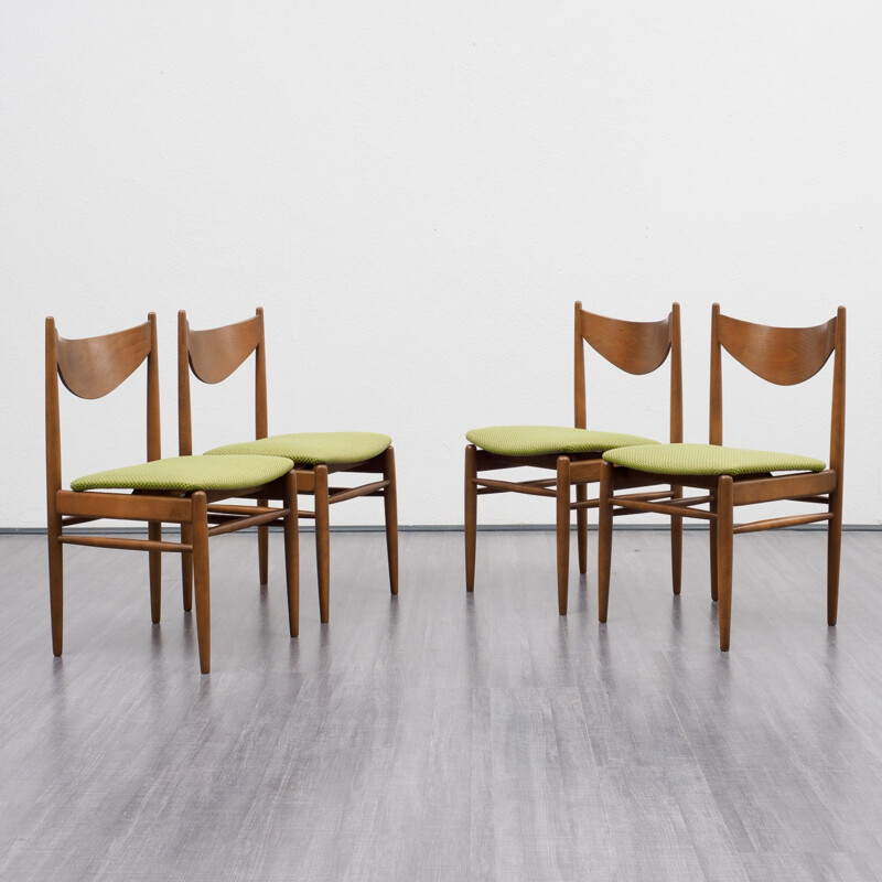 Set of four green vintage dining chairs - 1960s