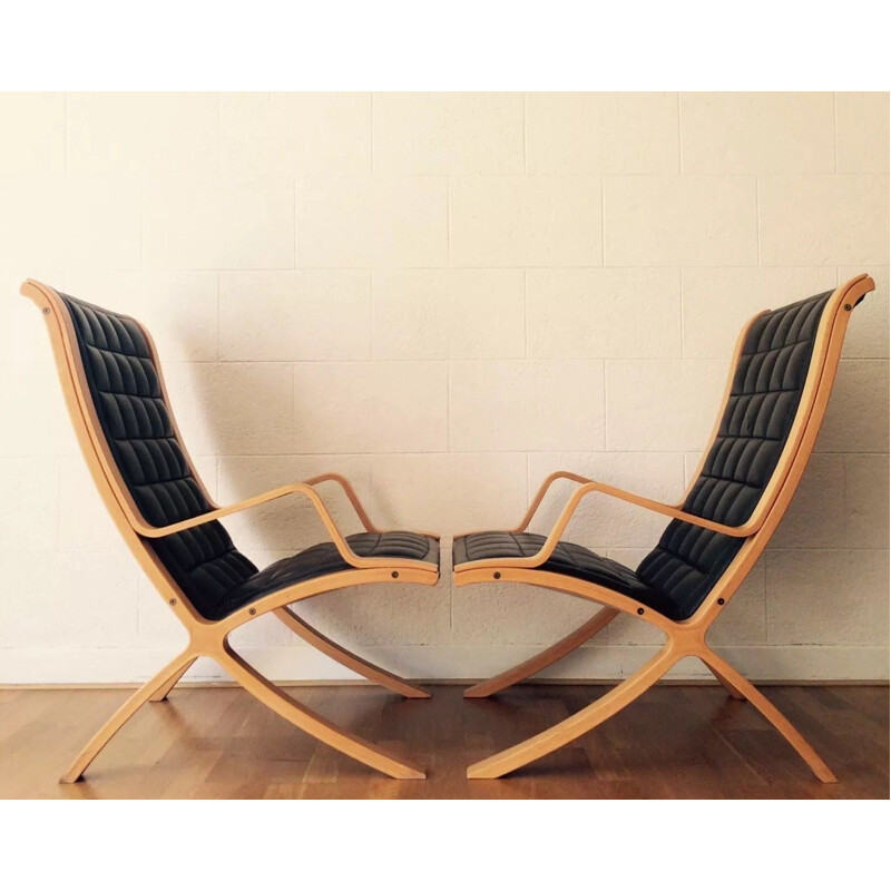 Pair of "Ax" Armchairs by Orla Mølgaard-Nielsen & Peter Hvidt for Fritz Hansen - 1980s