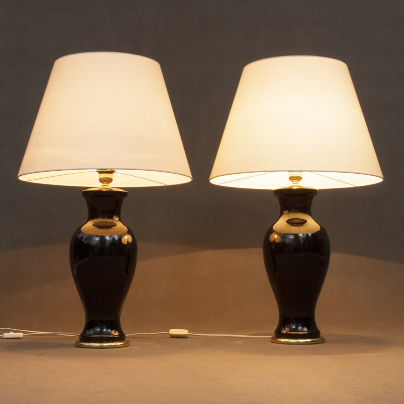 Set of 2 vintage italian lamps in ceramic - 1980s