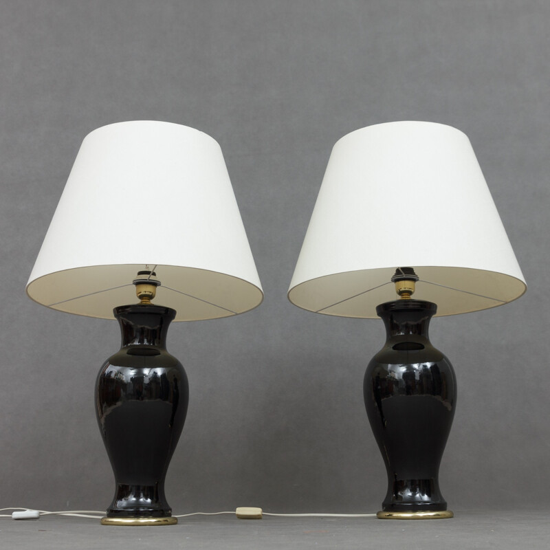 Set of 2 vintage italian lamps in ceramic - 1980s