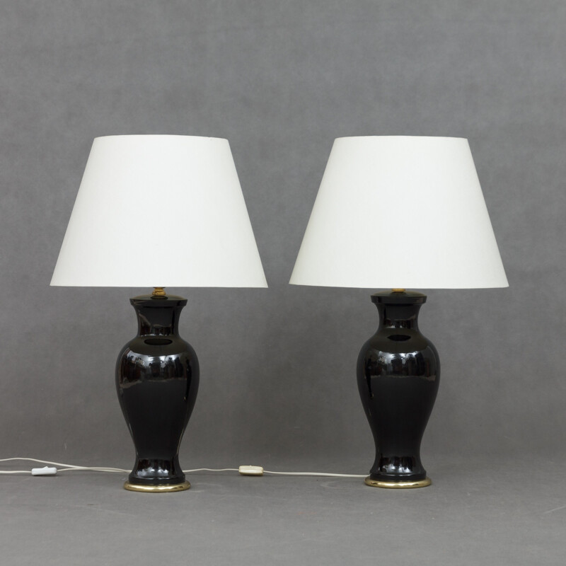 Suite de 2 lampes vintage italiennes en céramique - 1980