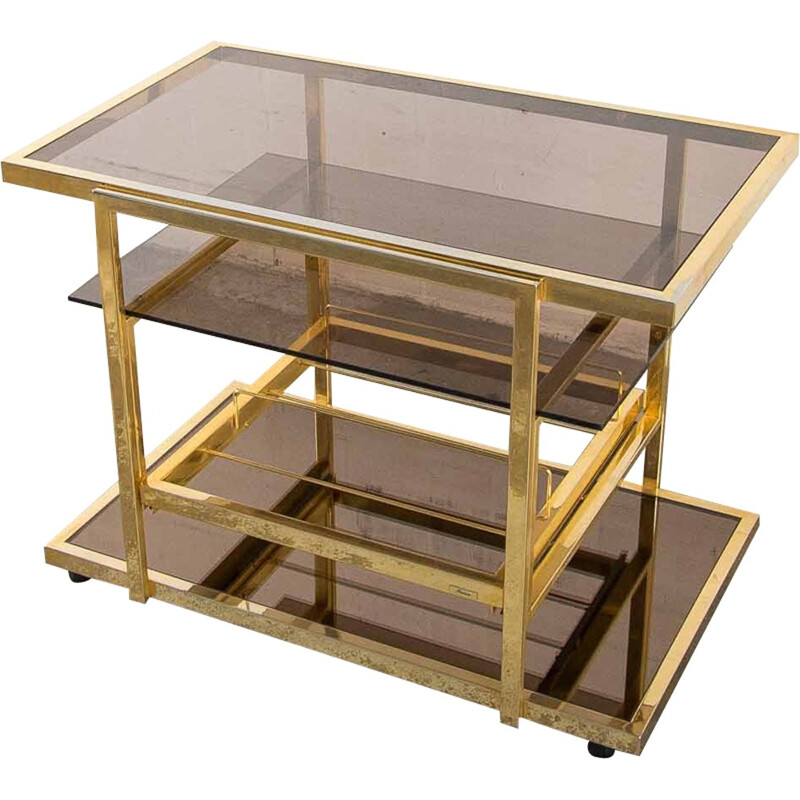 Vintage gilded serving trolley by Fedam - 1970s