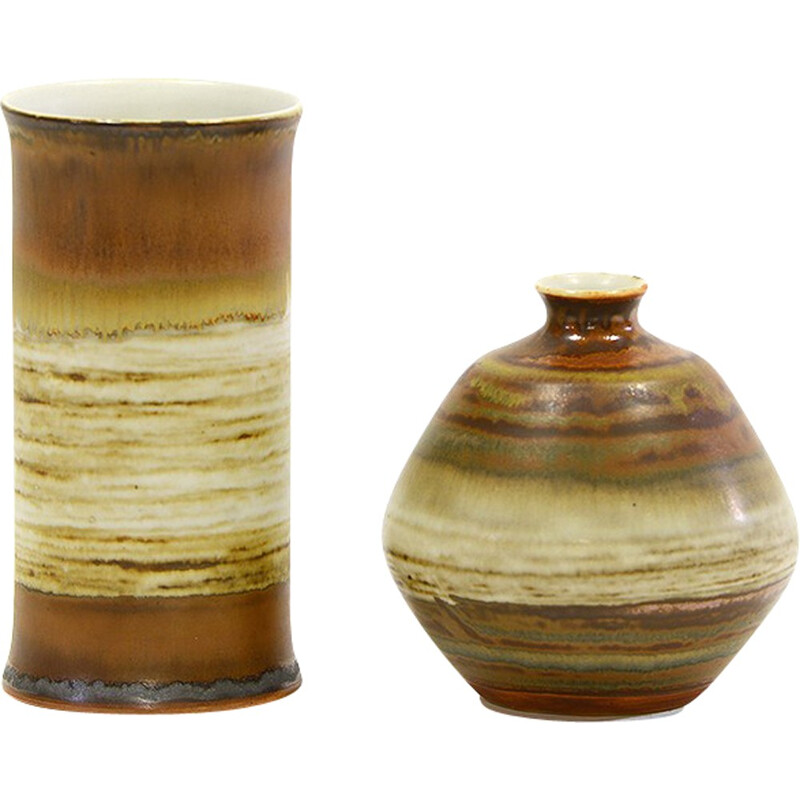 Pair of vintage stoneware vases by John Andersson for Höganäs keramik, Sweden 1960