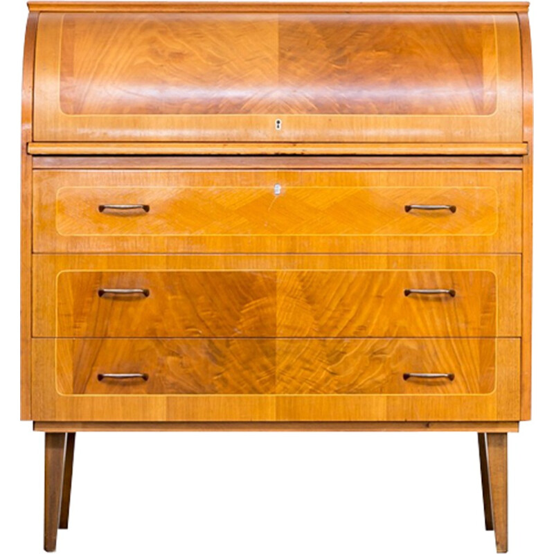 Vintage secretary desk with cylinder rolltop by Egon Ostergaard - 1960s