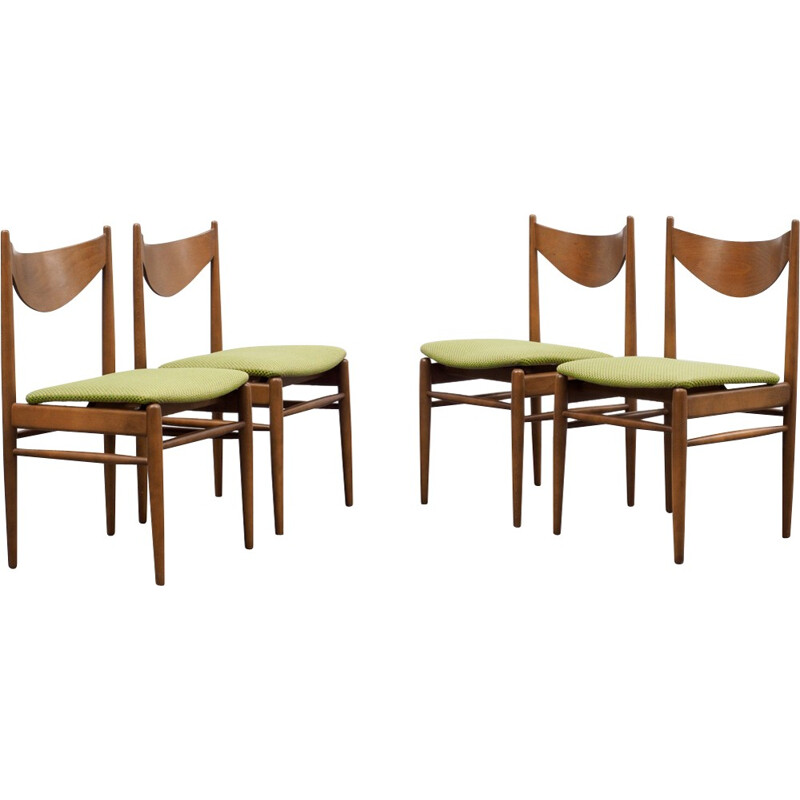 Suite de 4 chaises vintages de salle à manger vertes - 1960