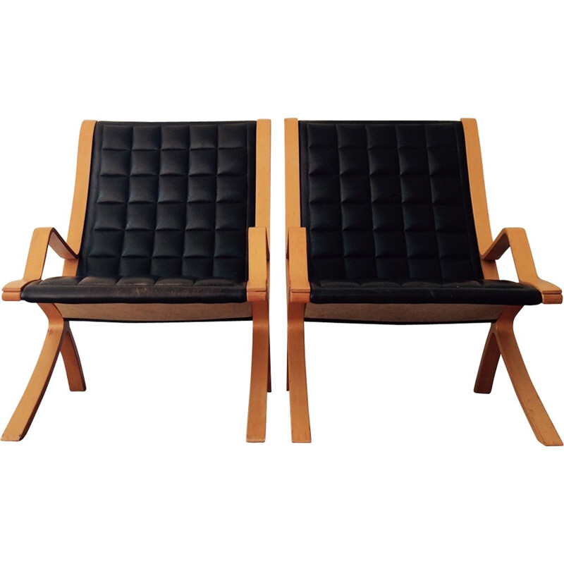 Pair of "Ax" Armchairs by Orla Mølgaard-Nielsen & Peter Hvidt for Fritz Hansen - 1980s