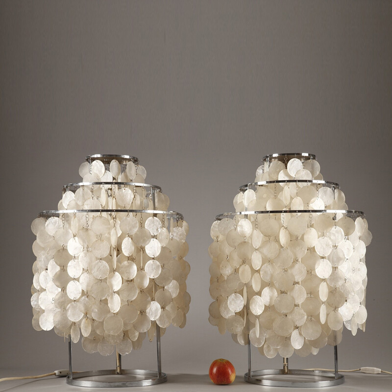 Pair of lamps model Fun in nacre and metal, Verner PANTON - 1960s