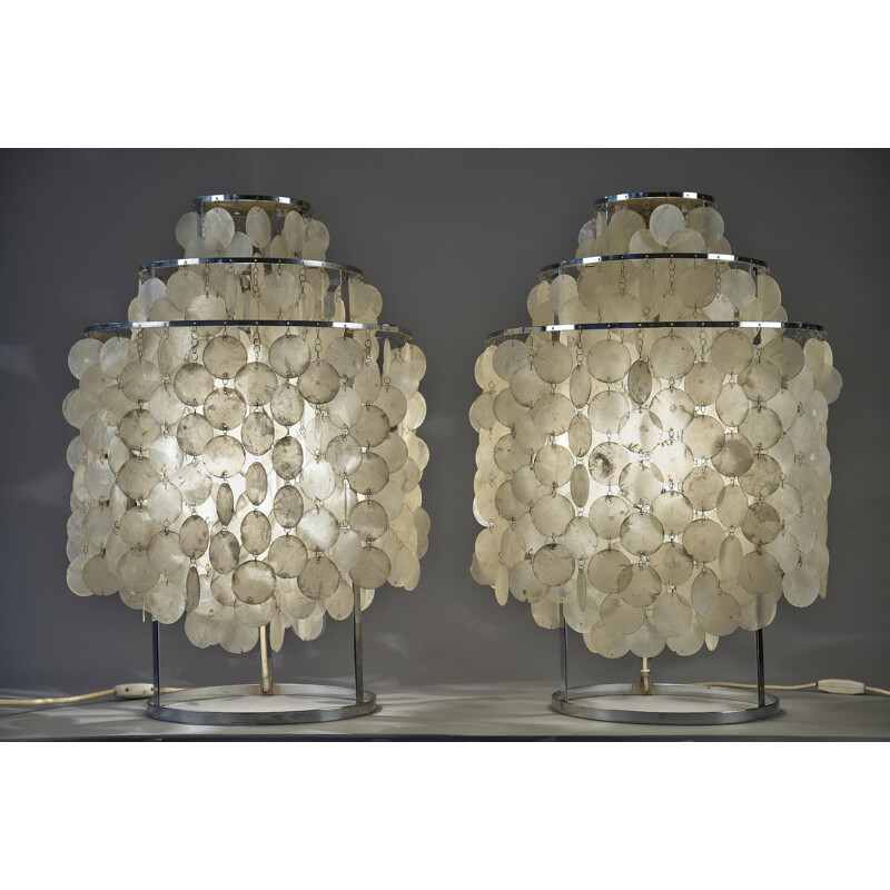 Pair of lamps model Fun in nacre and metal, Verner PANTON - 1960s