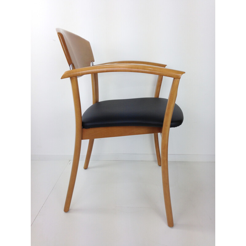 Vintage set of 6 wooden armchairs - 1980s