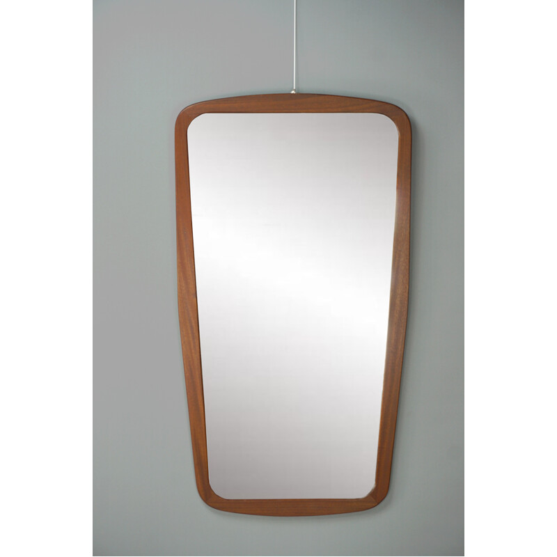 Vintage teak free shape mirror - 1960s