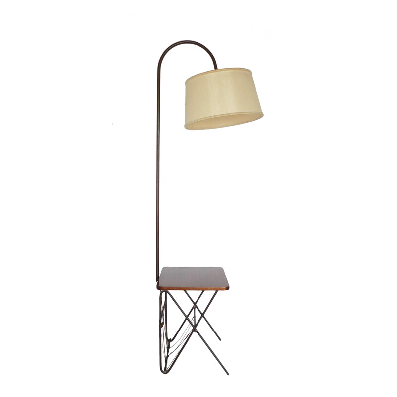 Lampadaire vintage avec table d'appoint - 1950