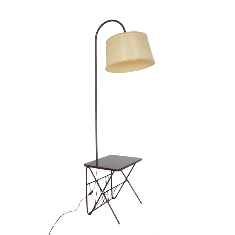 Lampadaire vintage avec table d'appoint - 1950