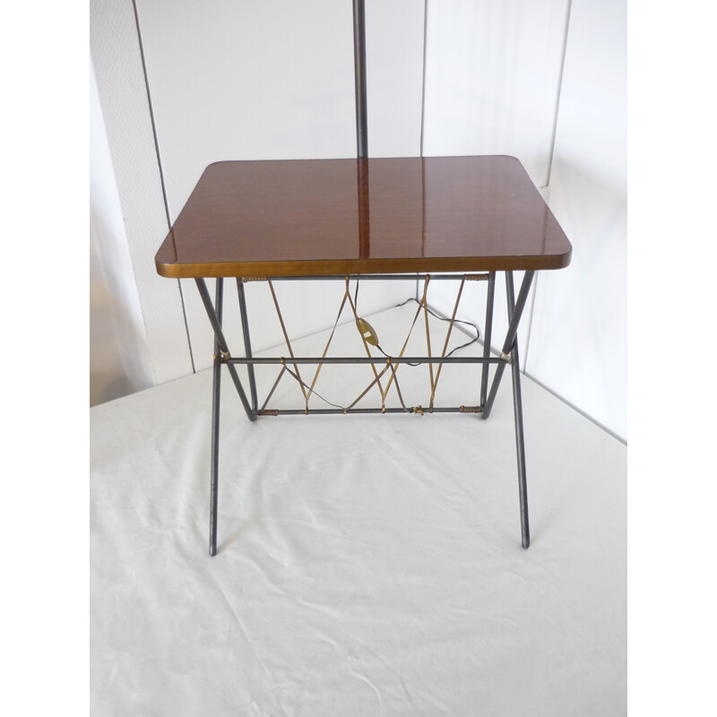 Lampadaire vintage avec table d'appoint - 1950