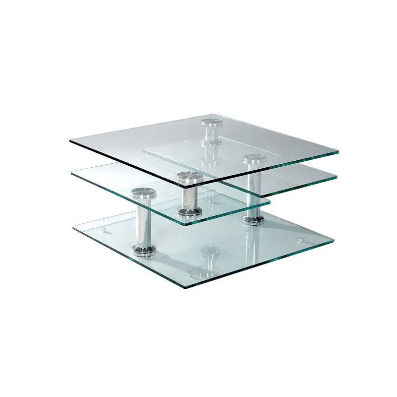 Table basse vintage en verre modulable - 2000