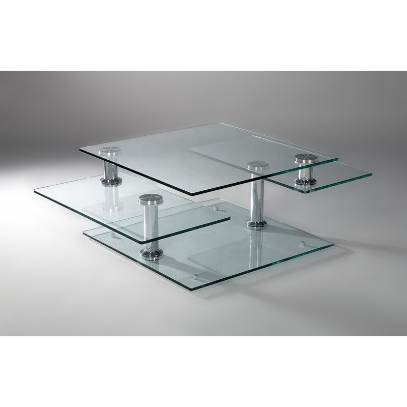 Table basse vintage en verre modulable - 2000