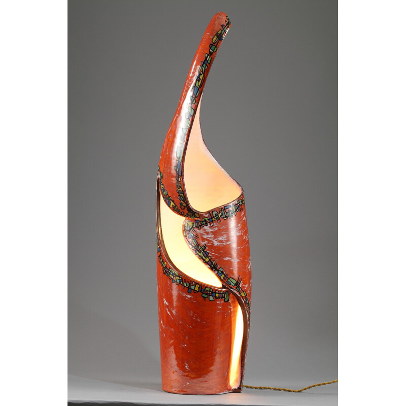 Lampe vintage en céramique rouge - 1960
