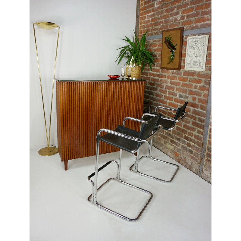 Vintage bar in wood with mirrors - 1960s