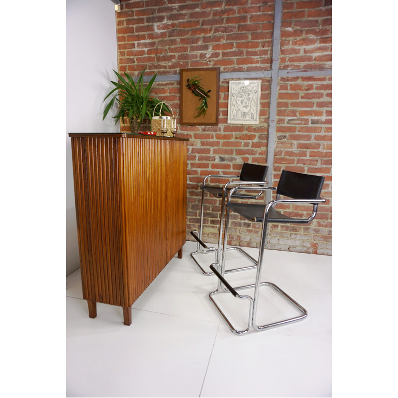 Vintage bar in wood with mirrors - 1960s