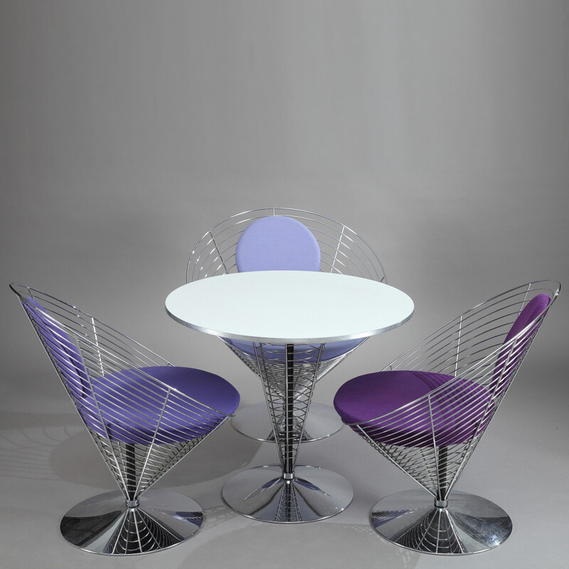 Set of Wire Cone chairs and  table, Verner PANTON - 1980s