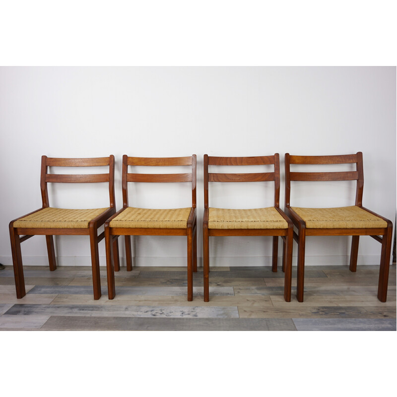 Suite de 4 chaises danoises vintage en teck de Jorgen Henrik Moller - 1960