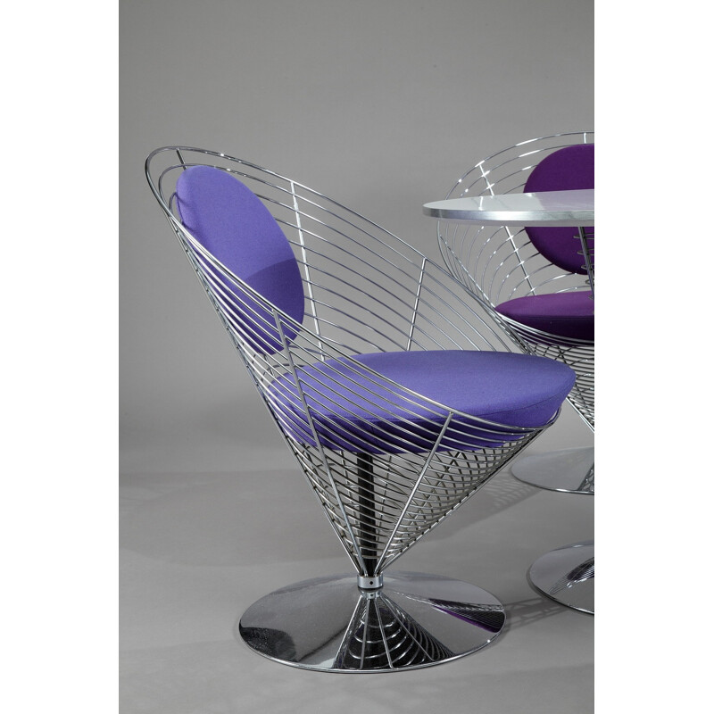 Set of Wire Cone chairs and  table, Verner PANTON - 1980s