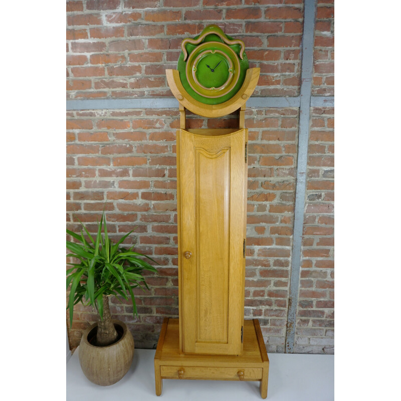 Vintage oak clock by Guillerme and Chambron - 1950s