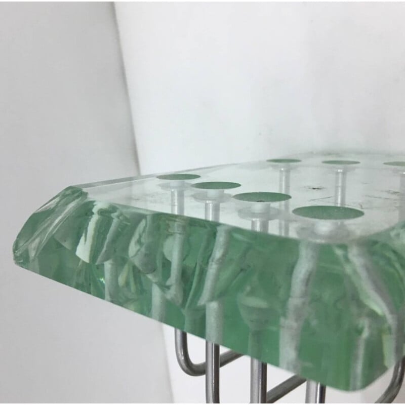 Suite of vintage glass desk accessories verde nilo, Italy 1950