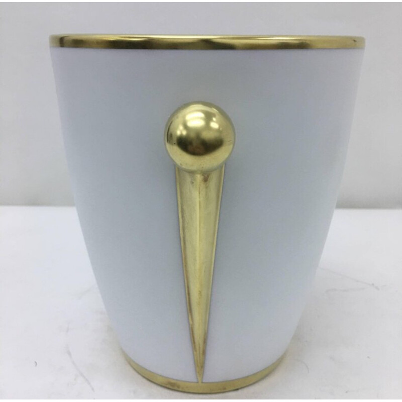 Vase vintage en or et porcelaine par Richard Ginori - 1980