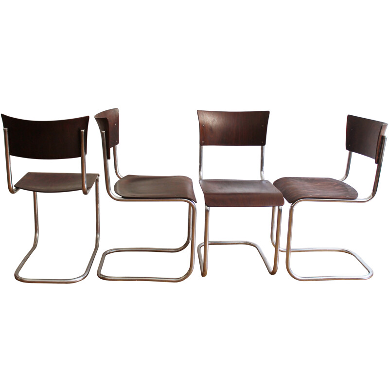 Suite de quatre chaises vintages S10 par Slezak - 1930