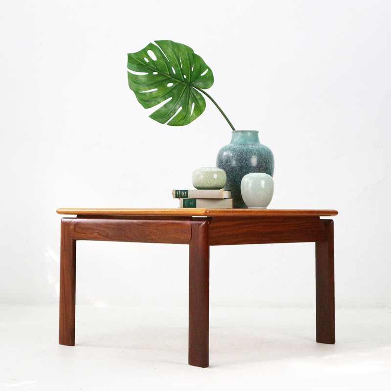 Vintage square teak coffee table - 1970s