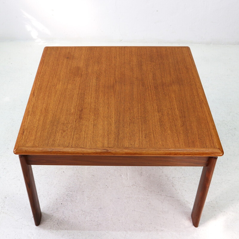 Table basse vintage carrée en teck - 1970