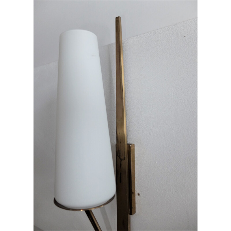 Vintage wall lamps in glass and brass by Arlus - 1950s 