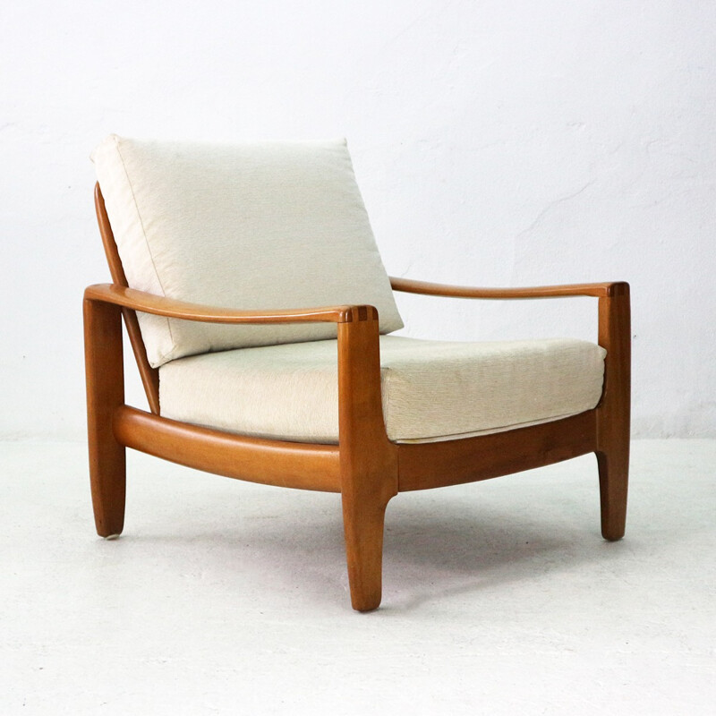 Vintage stained beechwood easy chairs - 1970s