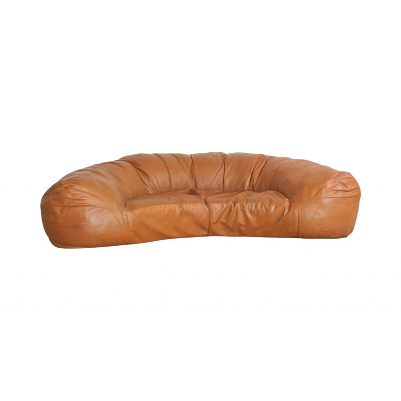 Leather croissant sofa by Raphael Raffel - 1970s