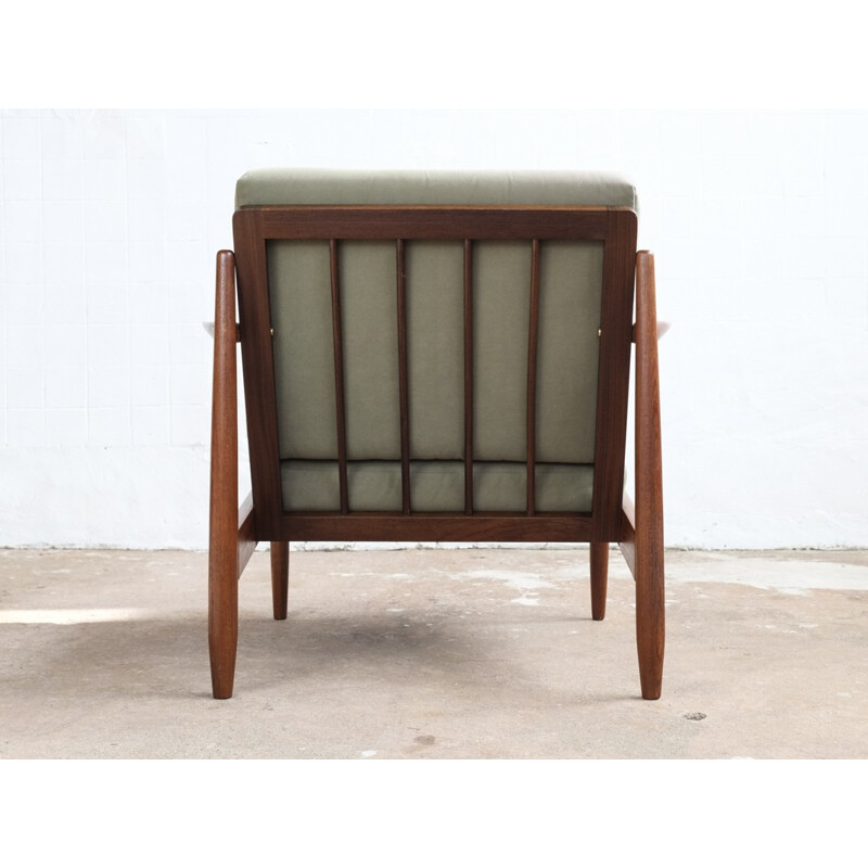Vintage Danish pair of easy chairs in teak with green fabric - 1960s