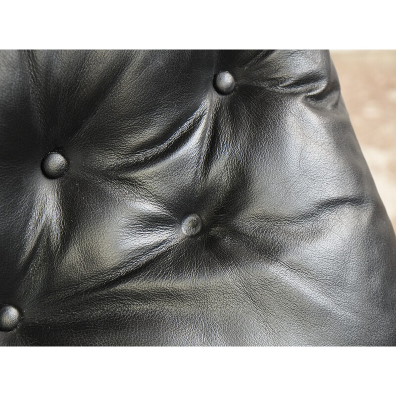 Vintage high back Falcon Chair in black leather by Sigurd Ressell for Vatne Møbler - 1970s